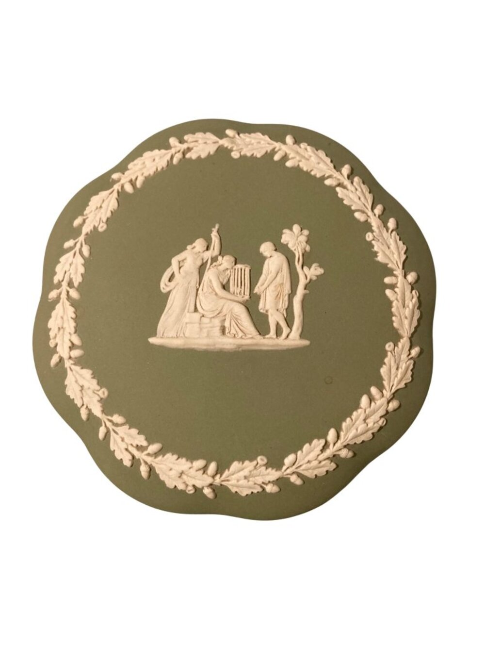 Wedgwood Sage Green Jasperware Neoclassical Trinket Box